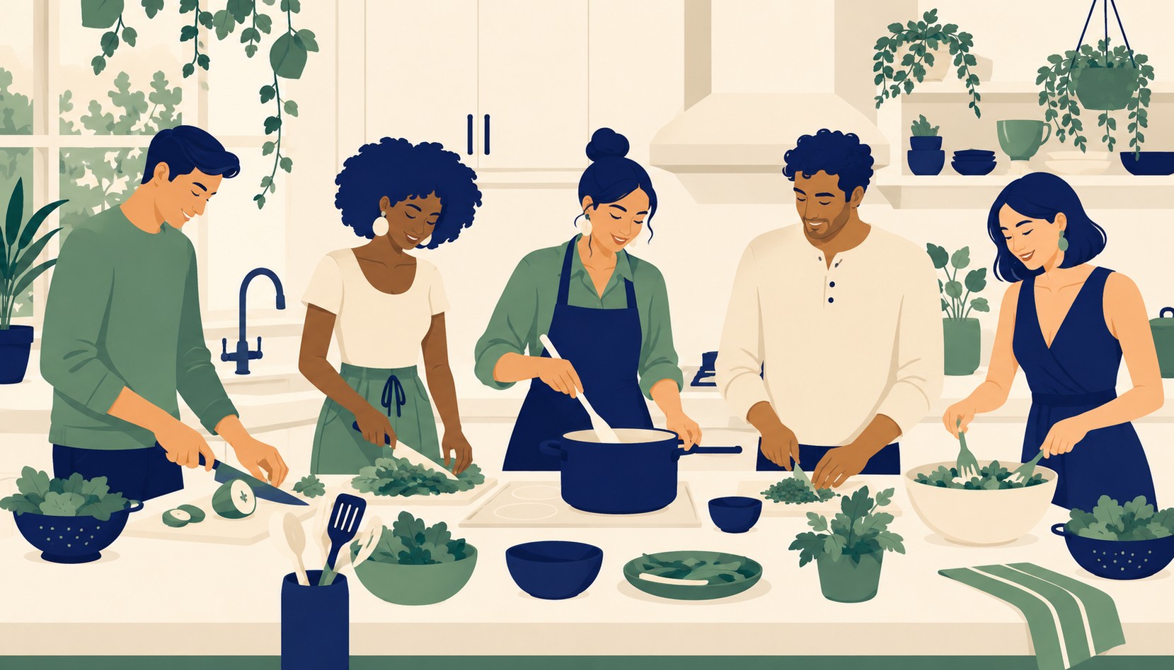 Four friends who have met many times, relaxed around a table