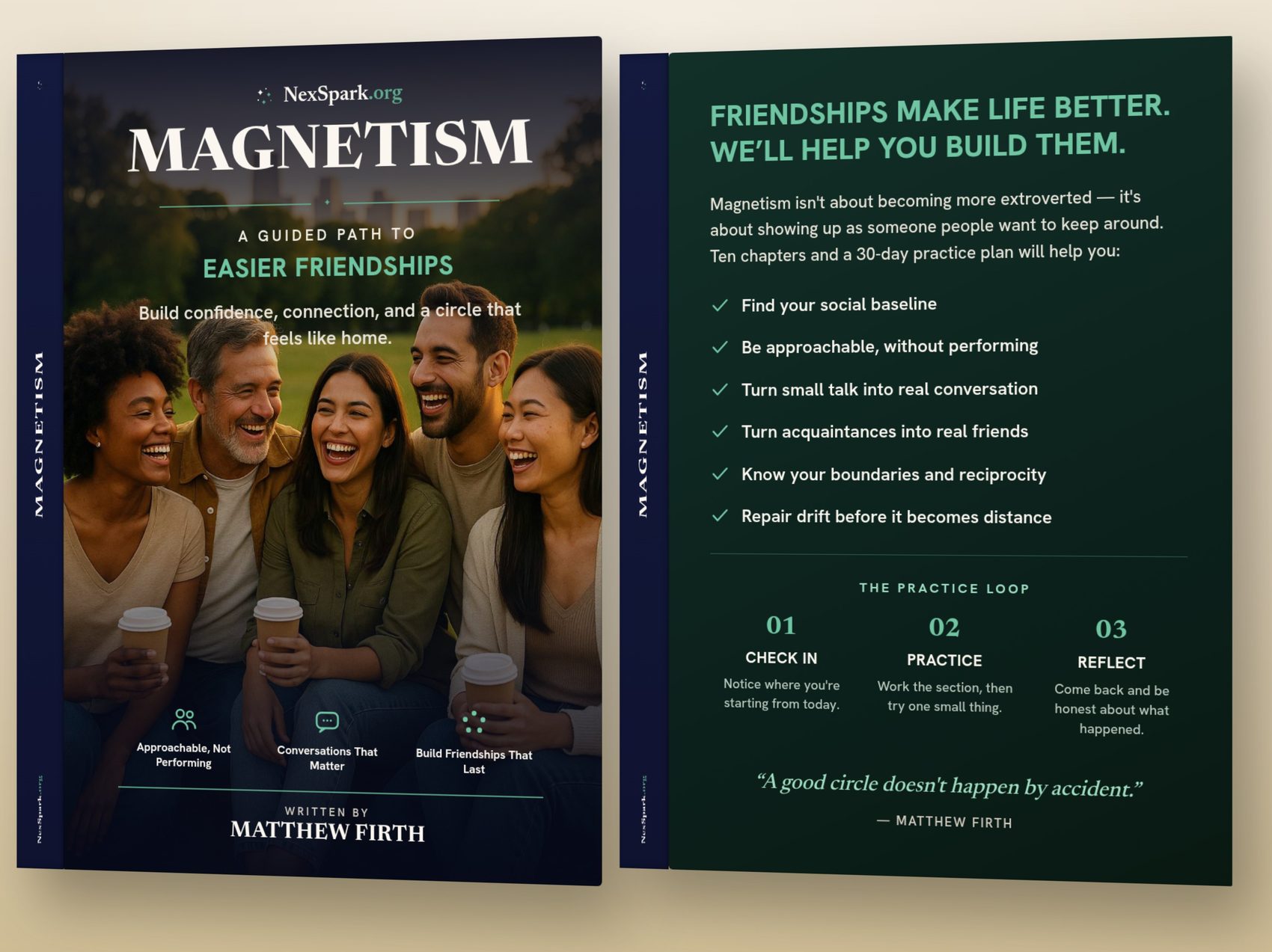 Magnetism: a guided path to easier friendships, companion ebook cover, front and back